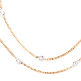 14K Two Tone Diamond By the Yard Necklace