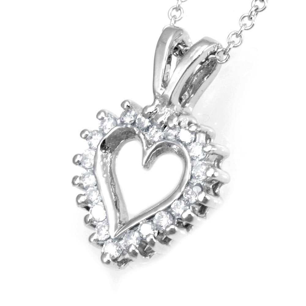 Diamond Heart Pendant in 14K White Gold