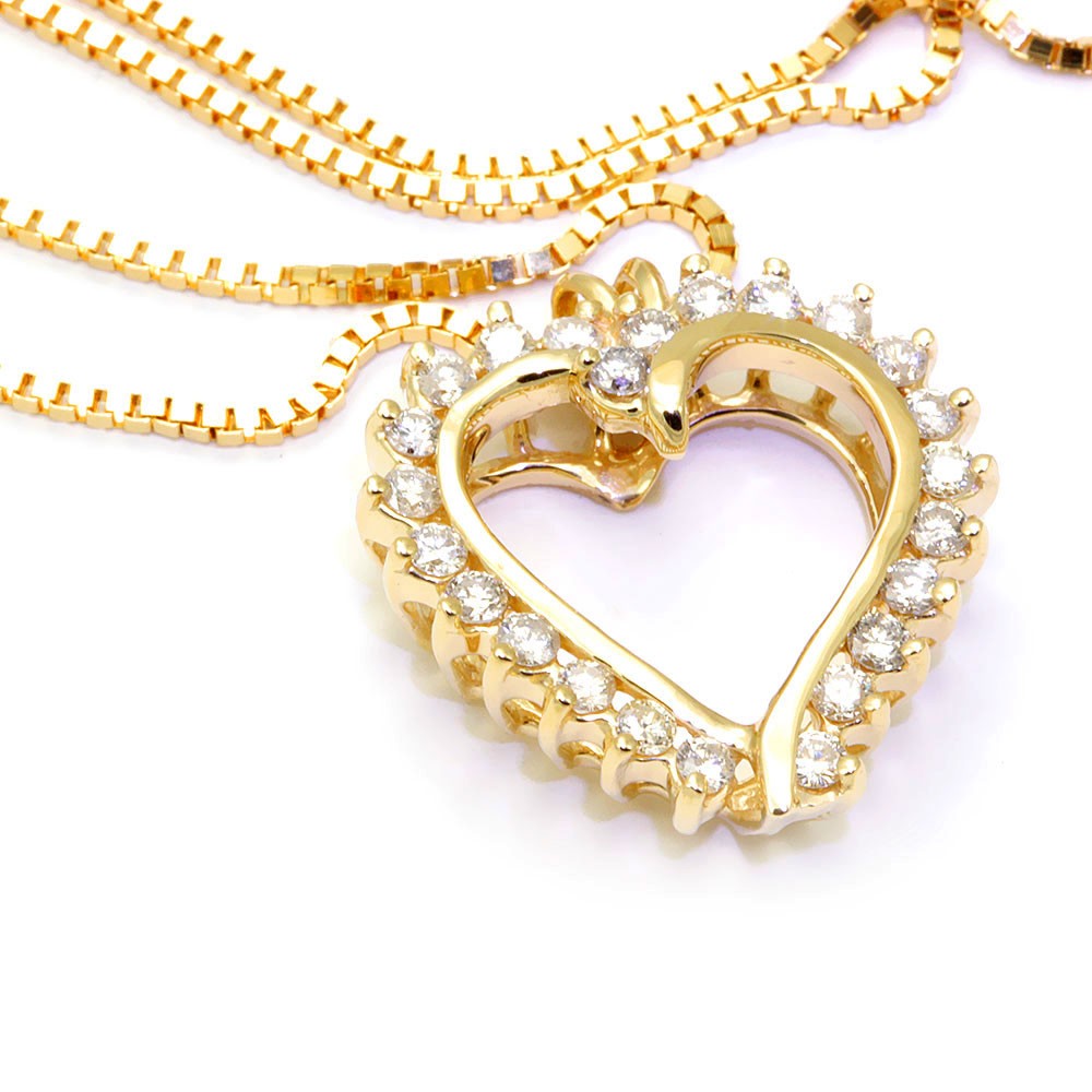 Elegant Heart Diamond Pendant in 14K Yellow Gold