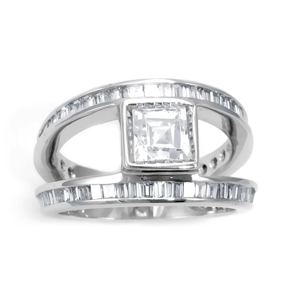 Baguette Diamond Engagement Ring in 14K White Gold
