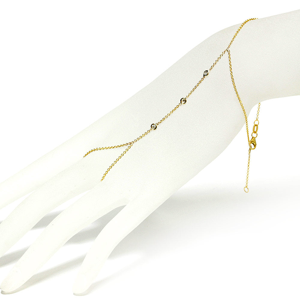 Hand Chain Diamond Bracelet, 14K Rose Gold Slave Bracelet