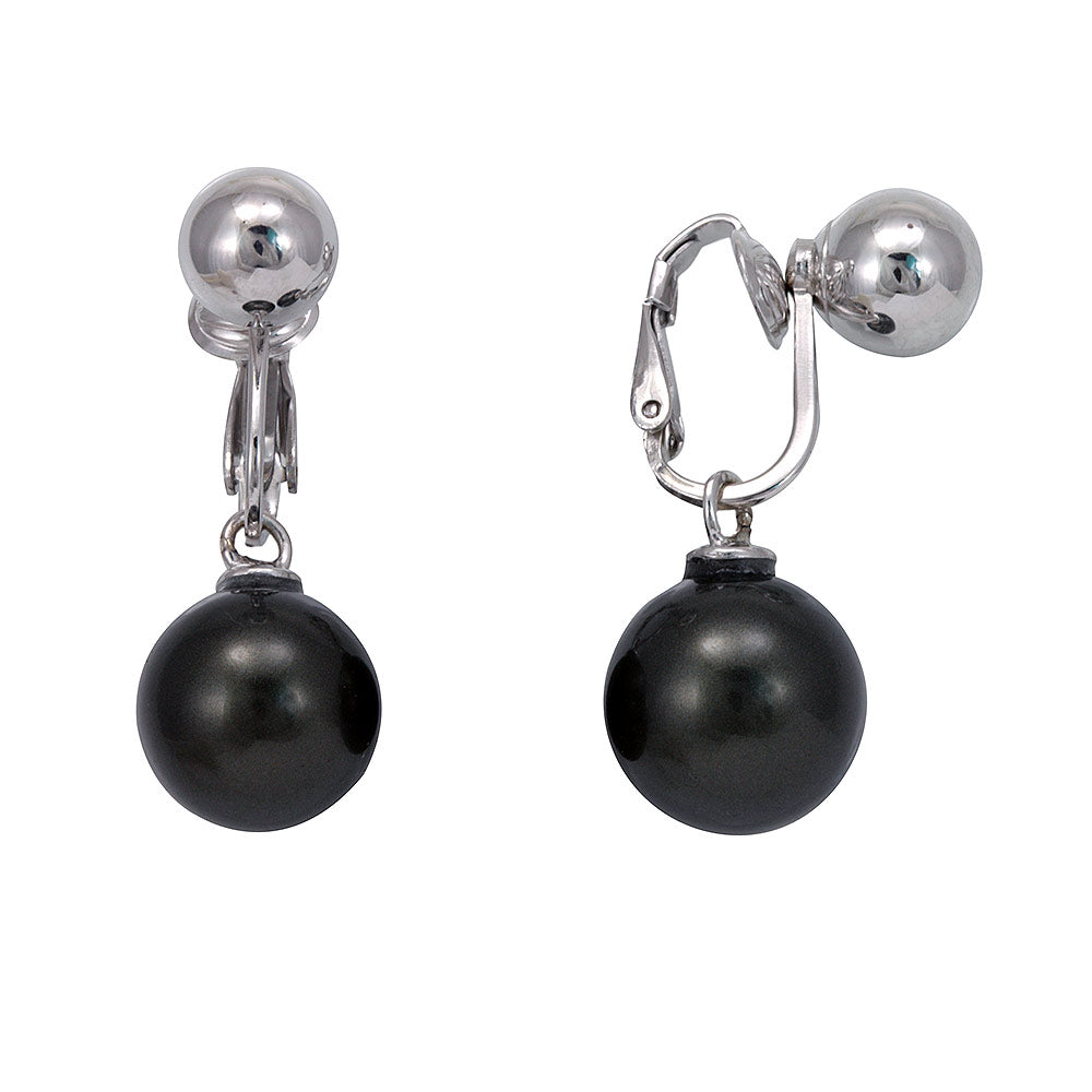 Fresh Water Black Pearls Dangling Earrings, 14K White Gold Pearl Earrings Online For Women's