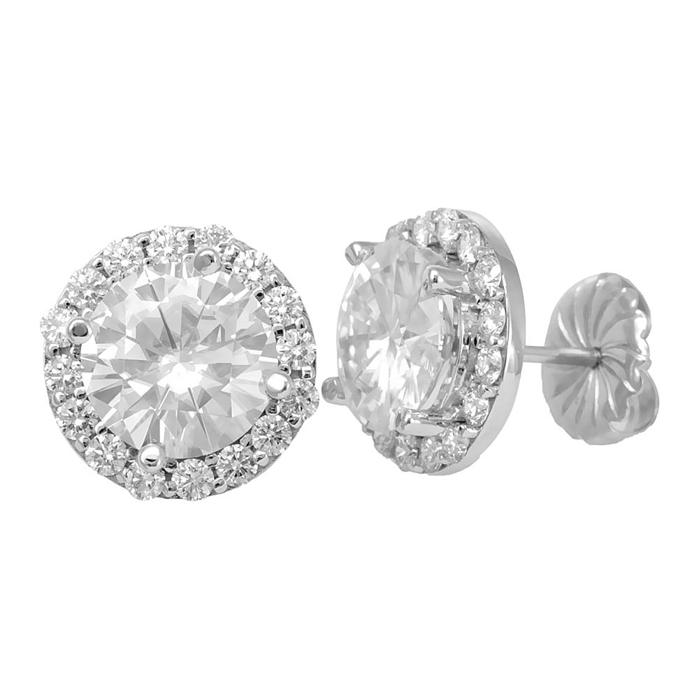 14K White Gold Halo Diamond Cluster Stud Earrings Online for Women's & Men's