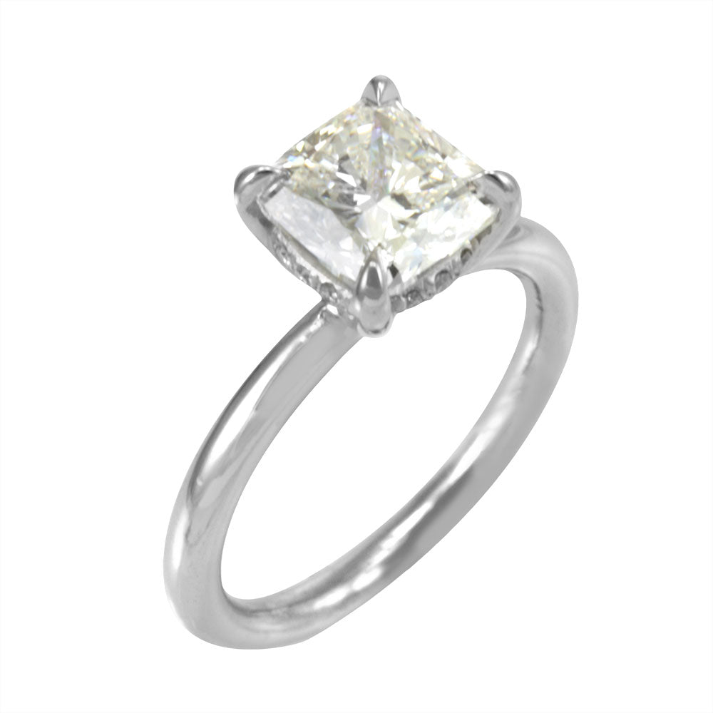 Round Diamond engagement ring ,Proposal Ring, 14K White  Gold with Cushion Cut Cubic Zirconia , Engagement Ring, Bridal Ring (Copy)