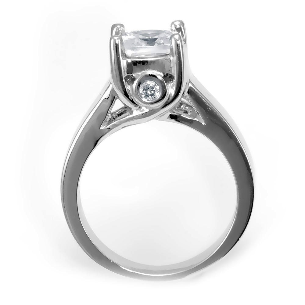 14K White Gold Engagement Ring with 2 Bezel Set Round Diamonds
