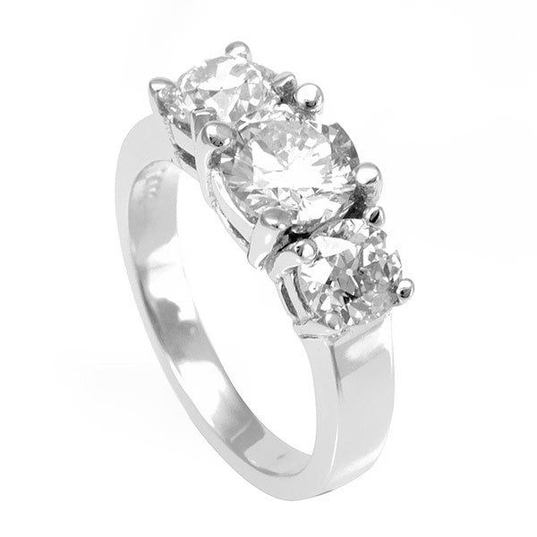 3 Diamond Engagement Ring in 14K White Gold