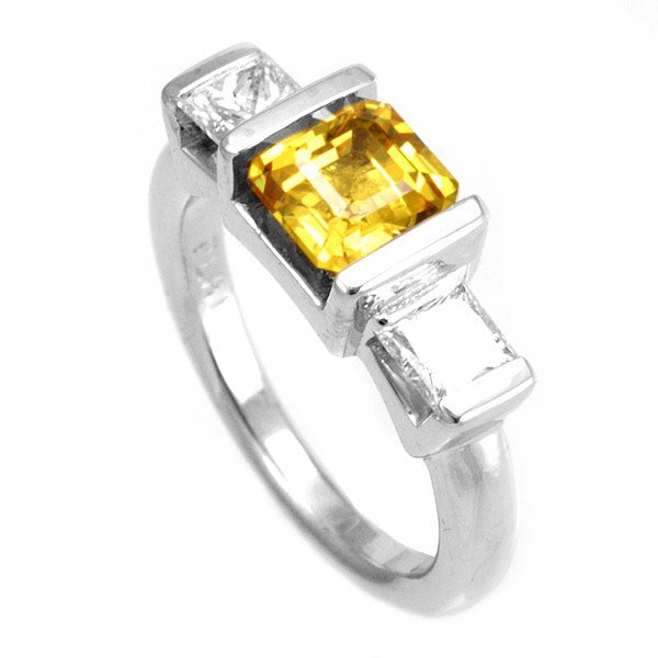 3 Princess Cut Stone Engagement Ring in 14K White Gold
