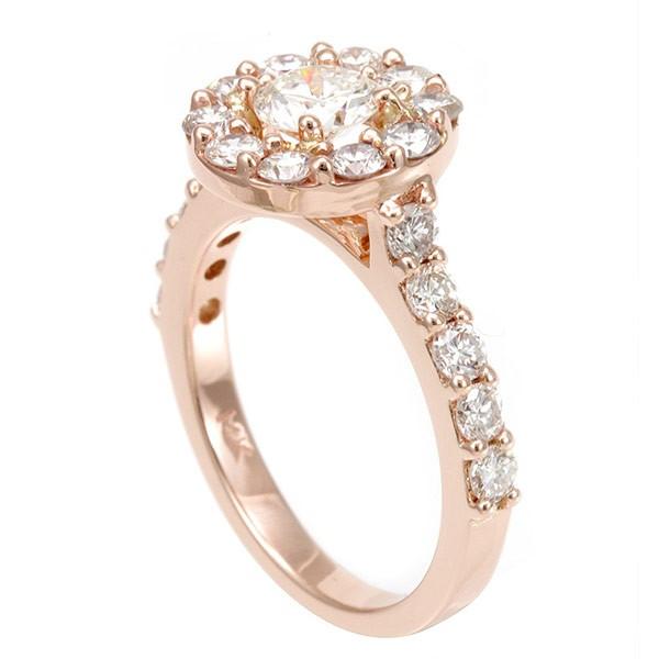 14K Rose Gold Halo Engagement Ring