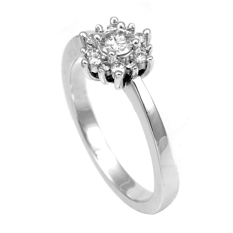 Cluster Diamond Engagement Ring in 14K White Gold