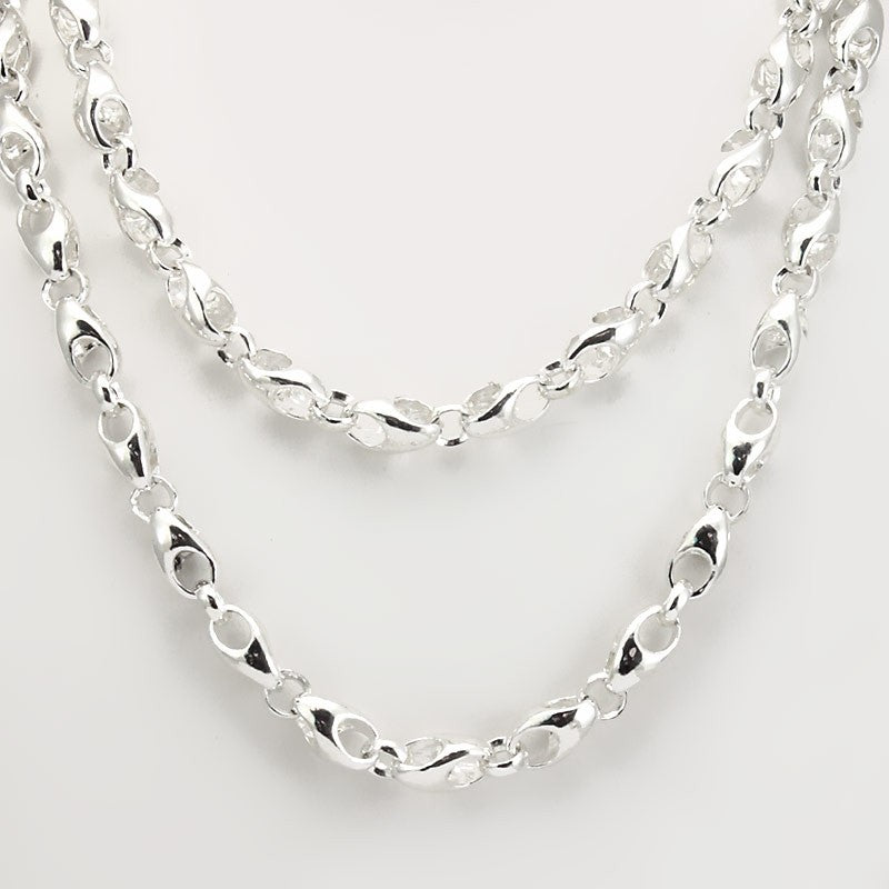 Unique Design Link Chain Necklace in Sterling Silver