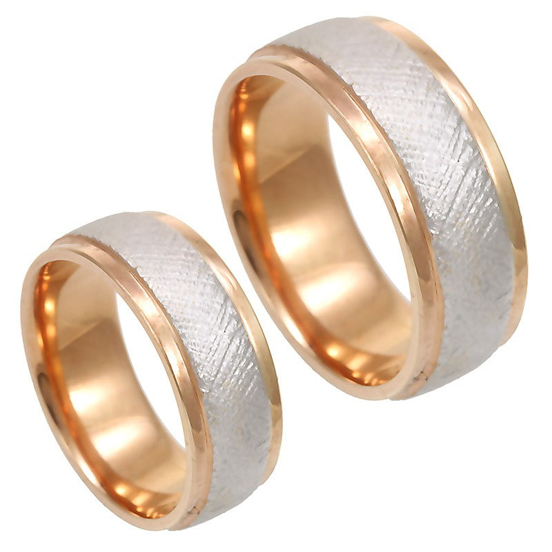Rough Sandblast 14K White and Rose Gold Comfort Fit Band