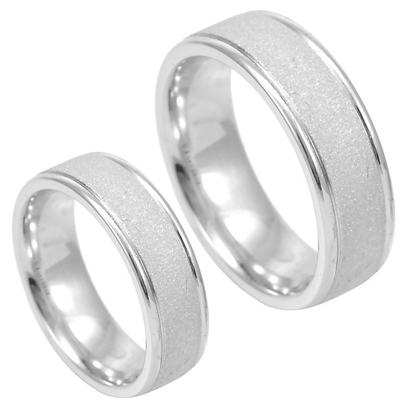 Men's 14K White Gold Comfort Fit Band with Sandblast Surface