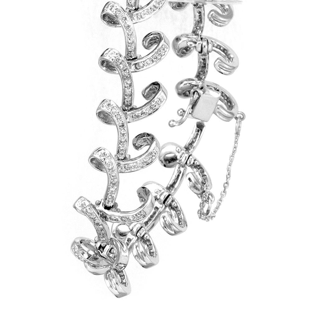 Classy micro pave diamond setting 14K White Gold Bracelet