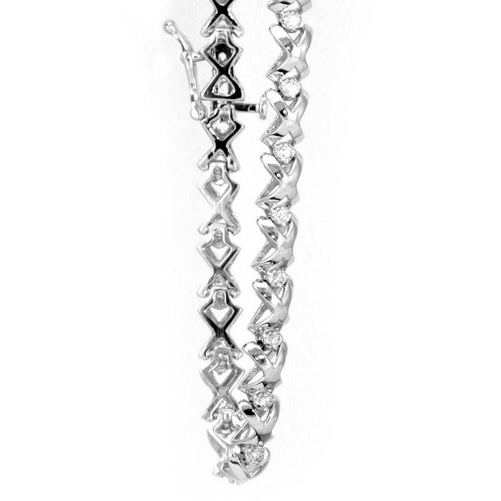 Diamond X design tennis bracelet in 14K white gold