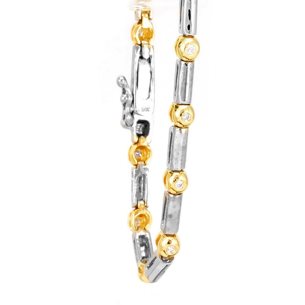 Bezel Set Diamond in 14K Two Tone Tennis Bracelet
