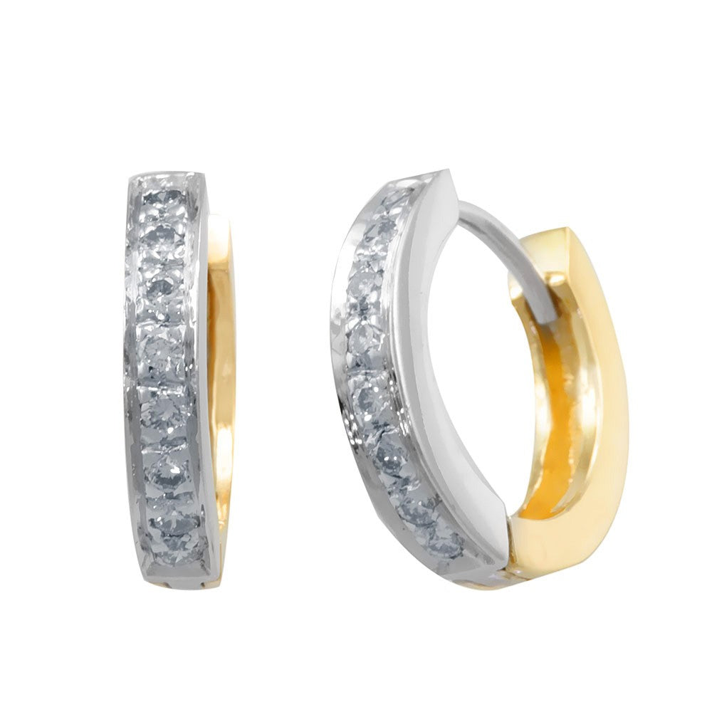 14K Two Diamond Hoop Earrings