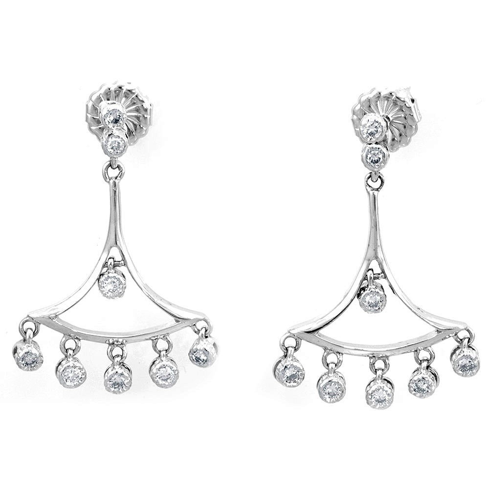 Diamond Chandelier Dangling Earrings in 14K White Gold