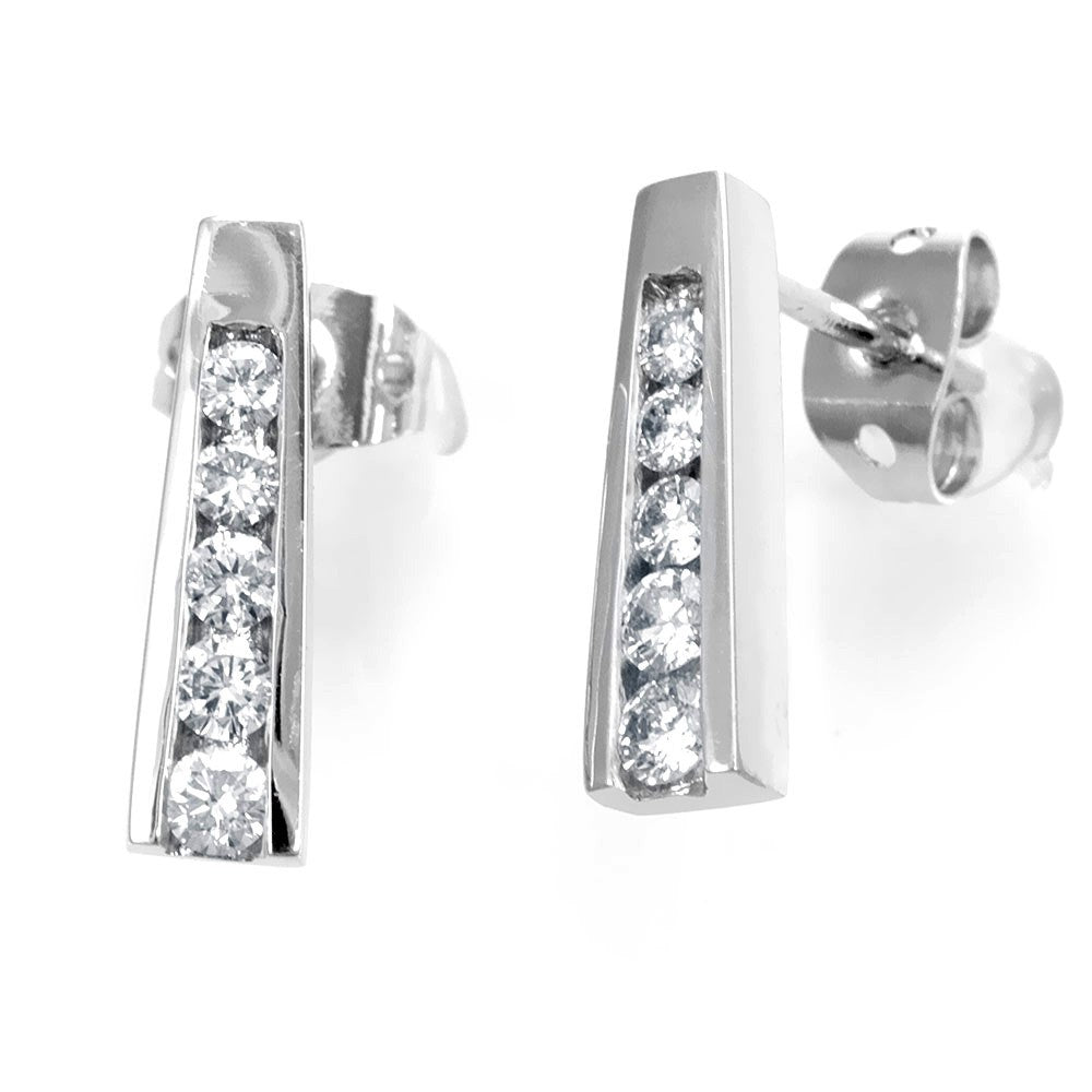 Diamond Stick Earrings in 14K White Gold