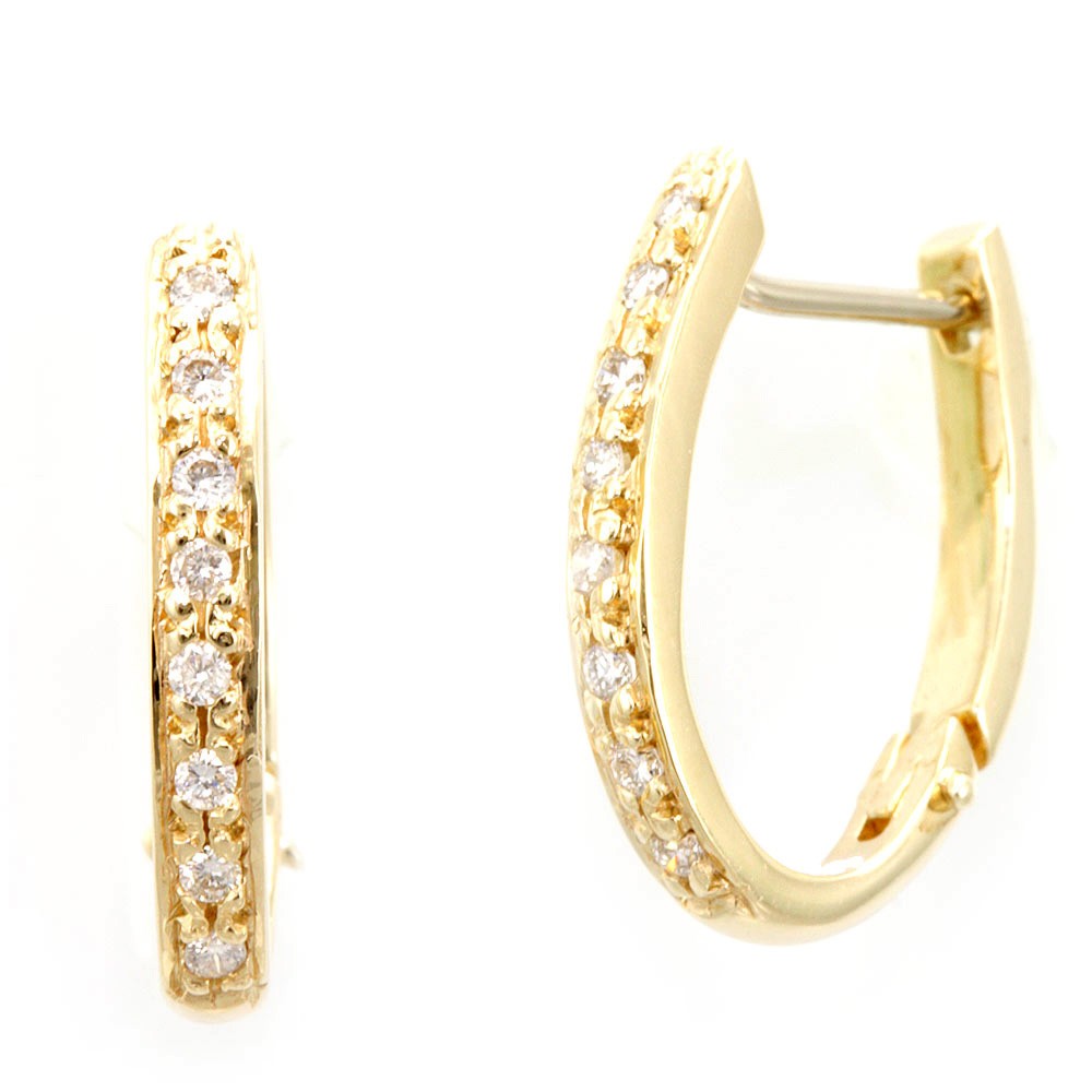 14K Yellow gold Diamond Hoop Earrings