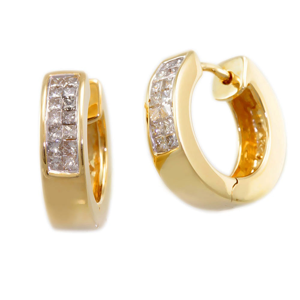 14K Yellow Gold Invisible Set Princess Cut Diamonds