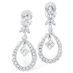 Diamond Chandelier Dangling Earrings in 14K White Gold