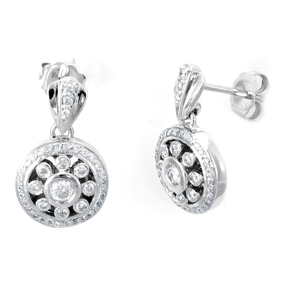 Wheel Diamond Inspired Earrings in 14K White Gold