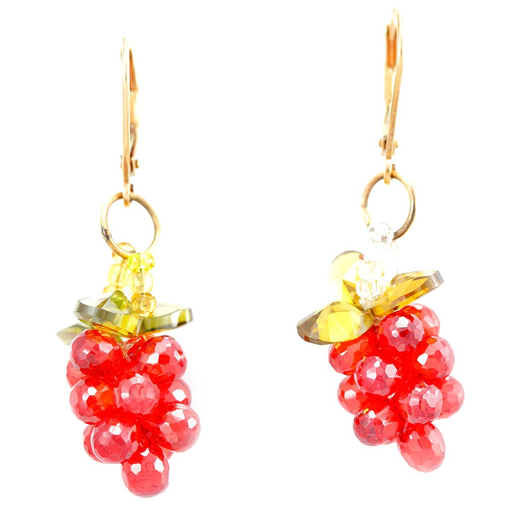 Orange Crystal Dangling Earrings with Lever Backing