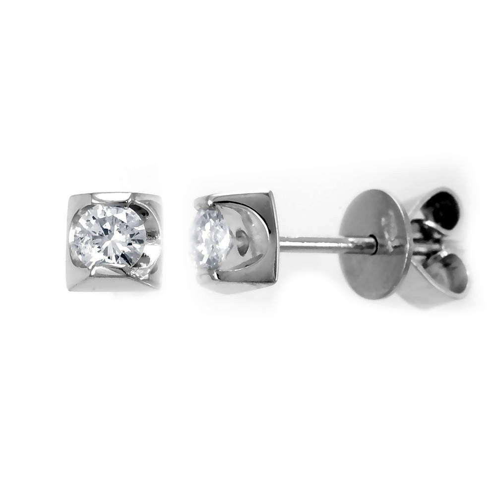 14K White gold Diamond Stud Earrings