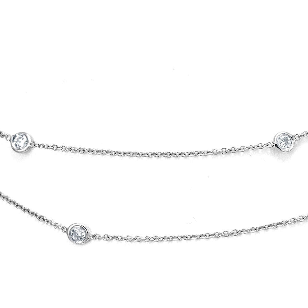 14K White Gold Diamond By The Yard Necklace