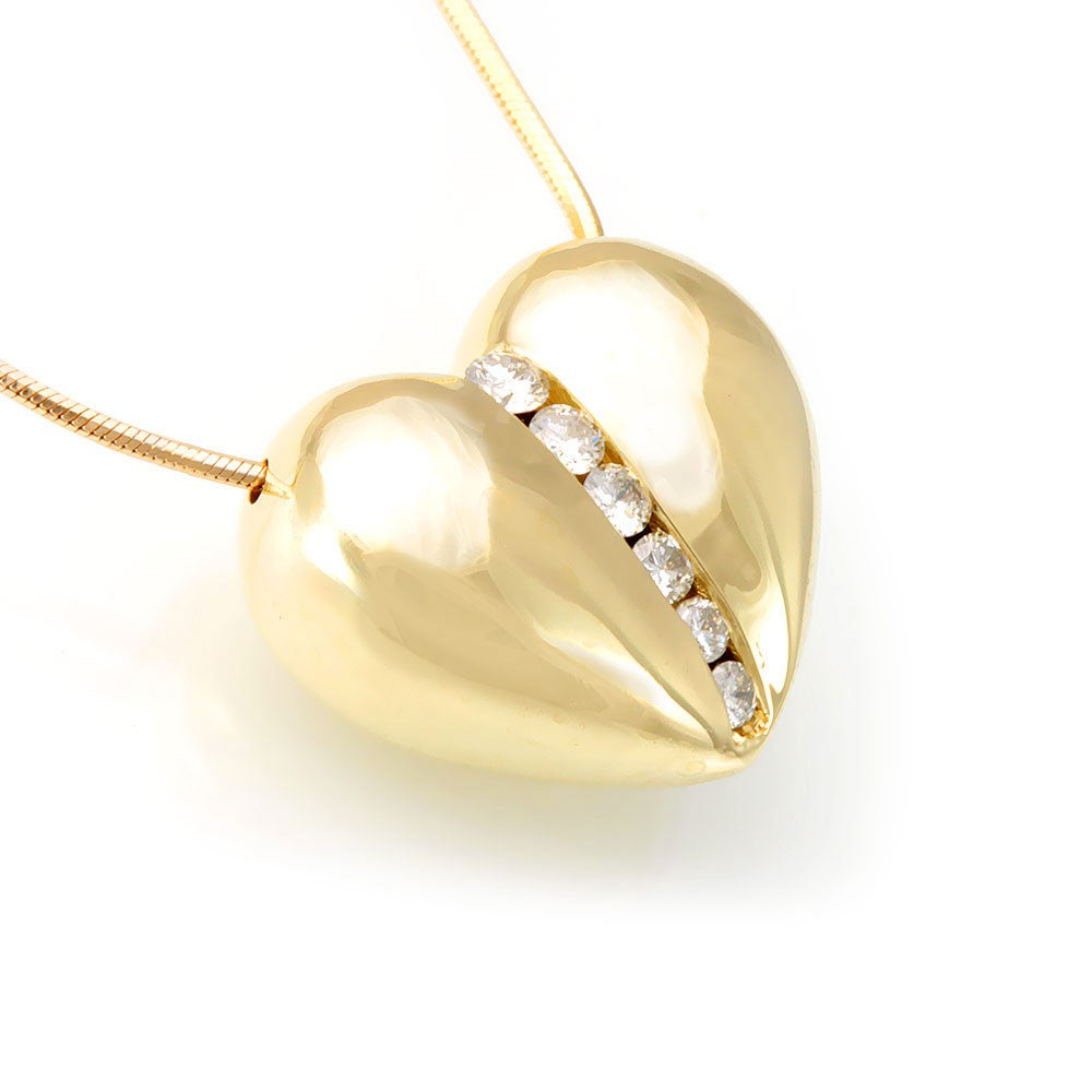 14K Yellow Gold Diamond Heart Necklace