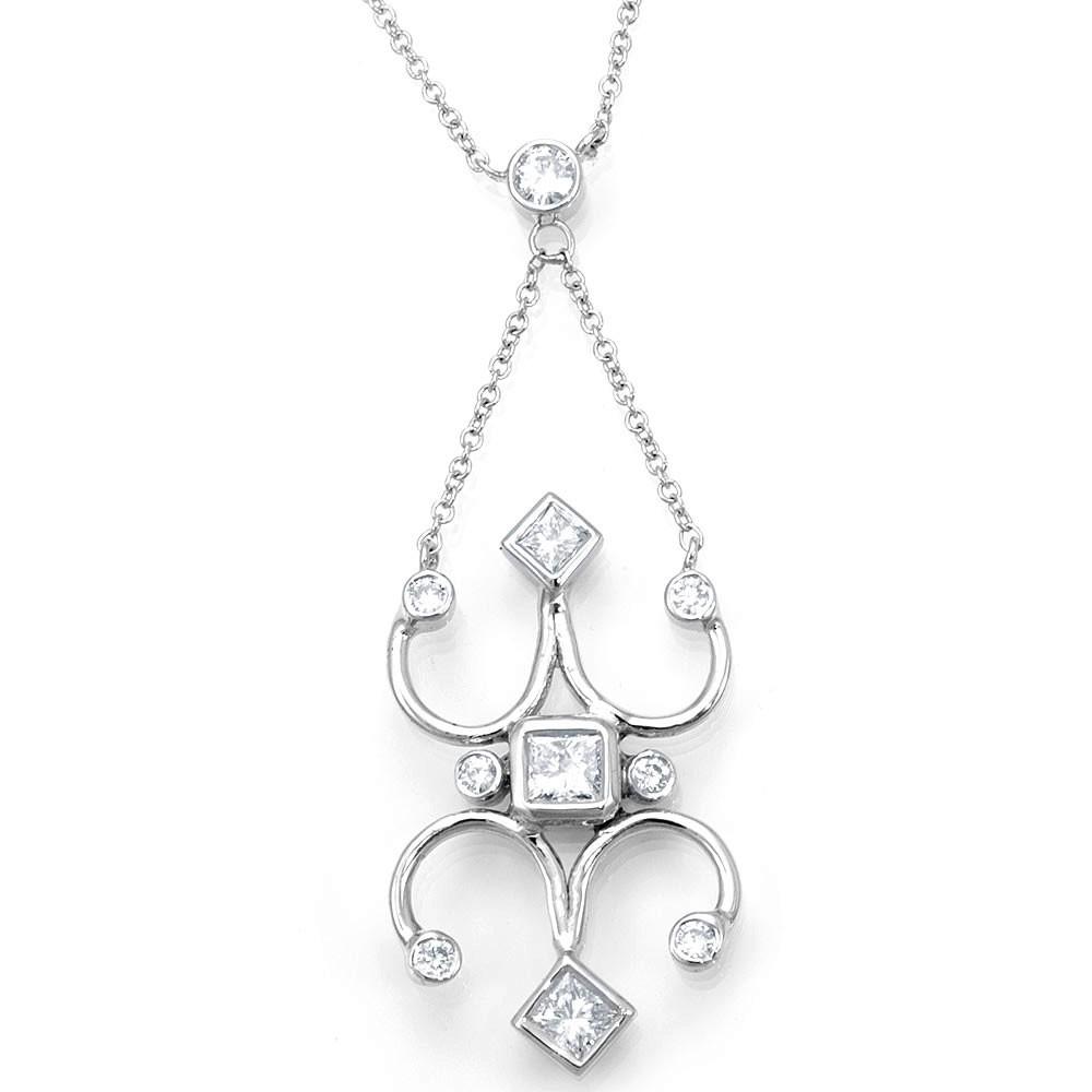 Victorian Inspired 14K White Gold Diamond Necklace