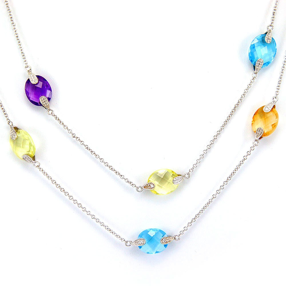 Multi Colored Precious Stones By the Yard Necklace