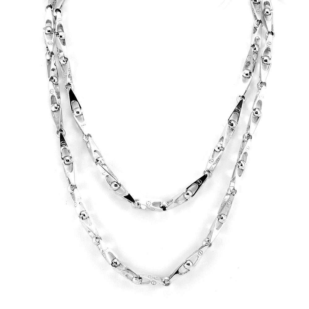Solid 14K White Gold Link Necklace +UK Shipping