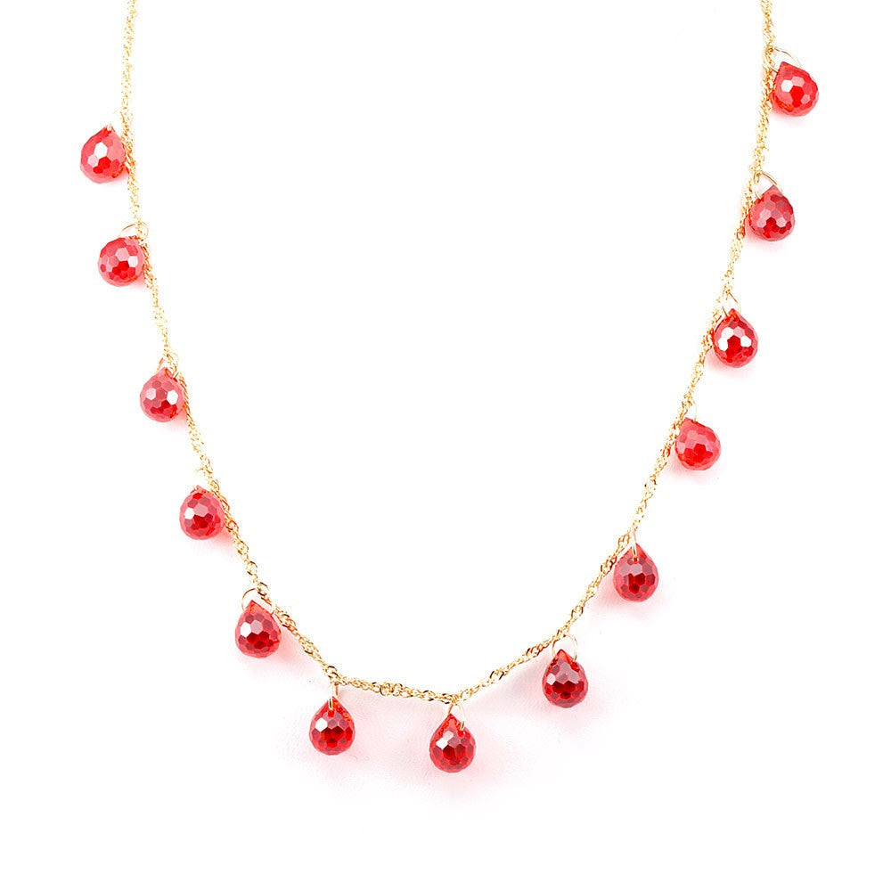 Teardrop Orange Quarts Necklace in 14K Yellow Gold Chain