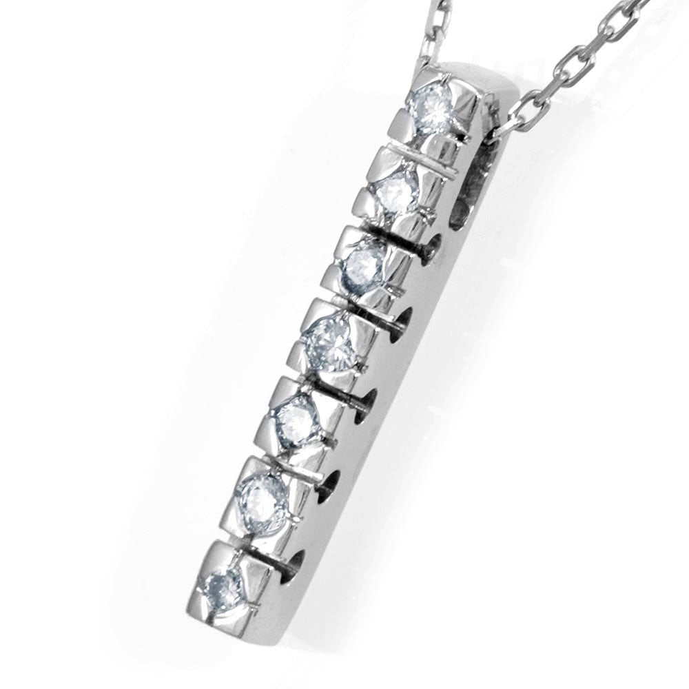 14k White Gold Diamond Bar Pendant