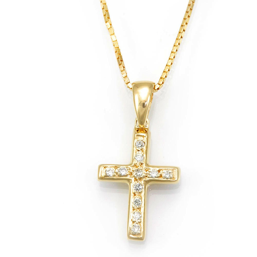 Diamond Cross Pendant in 14K Yellow Gold