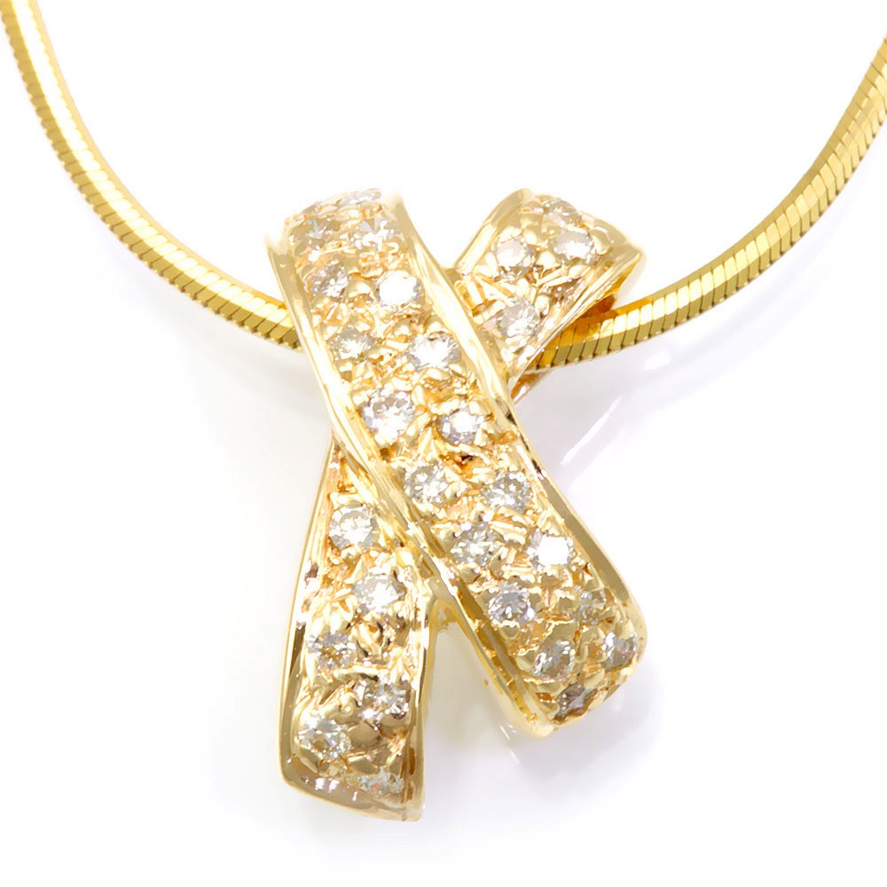 Diamond X Design Pendant in 14K Yellow Gold