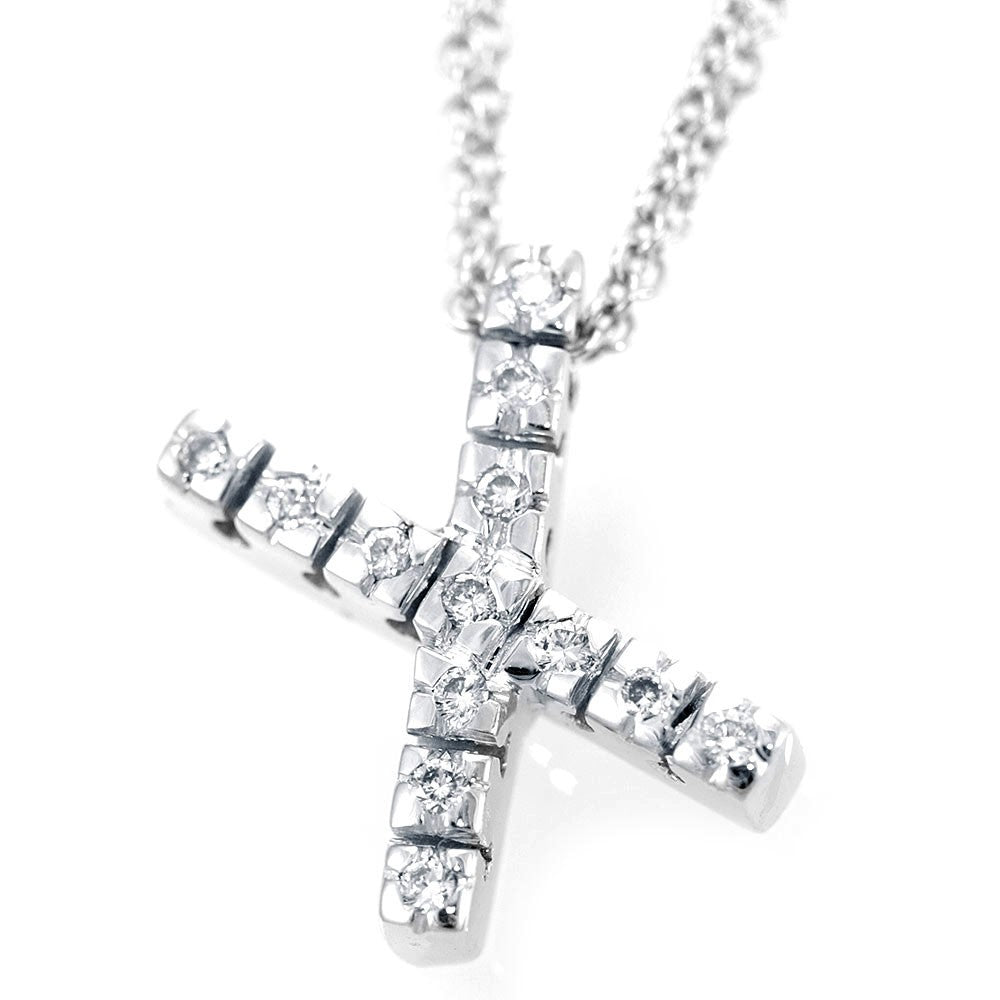 X Sideways Diamond Pendant in 14K White Gold