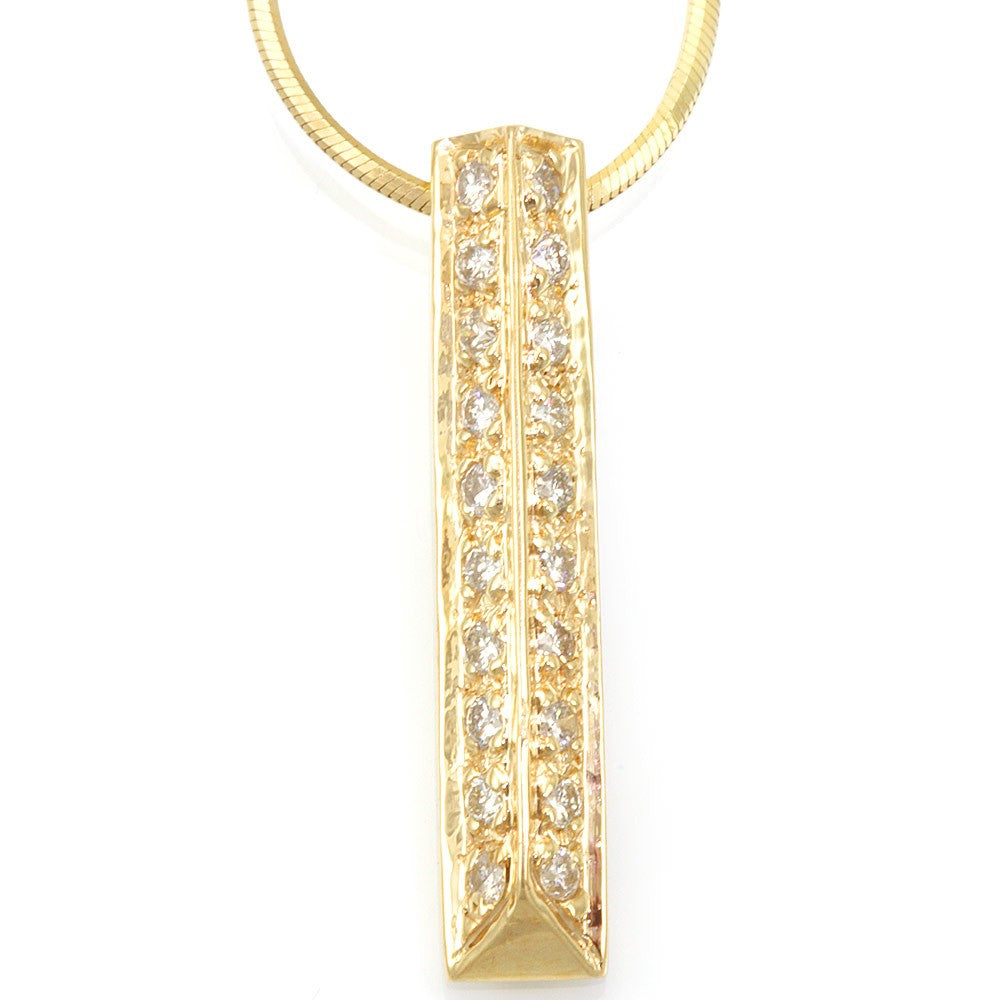 Two Row Diamond Stick Pendant in 14K Yellow Gold