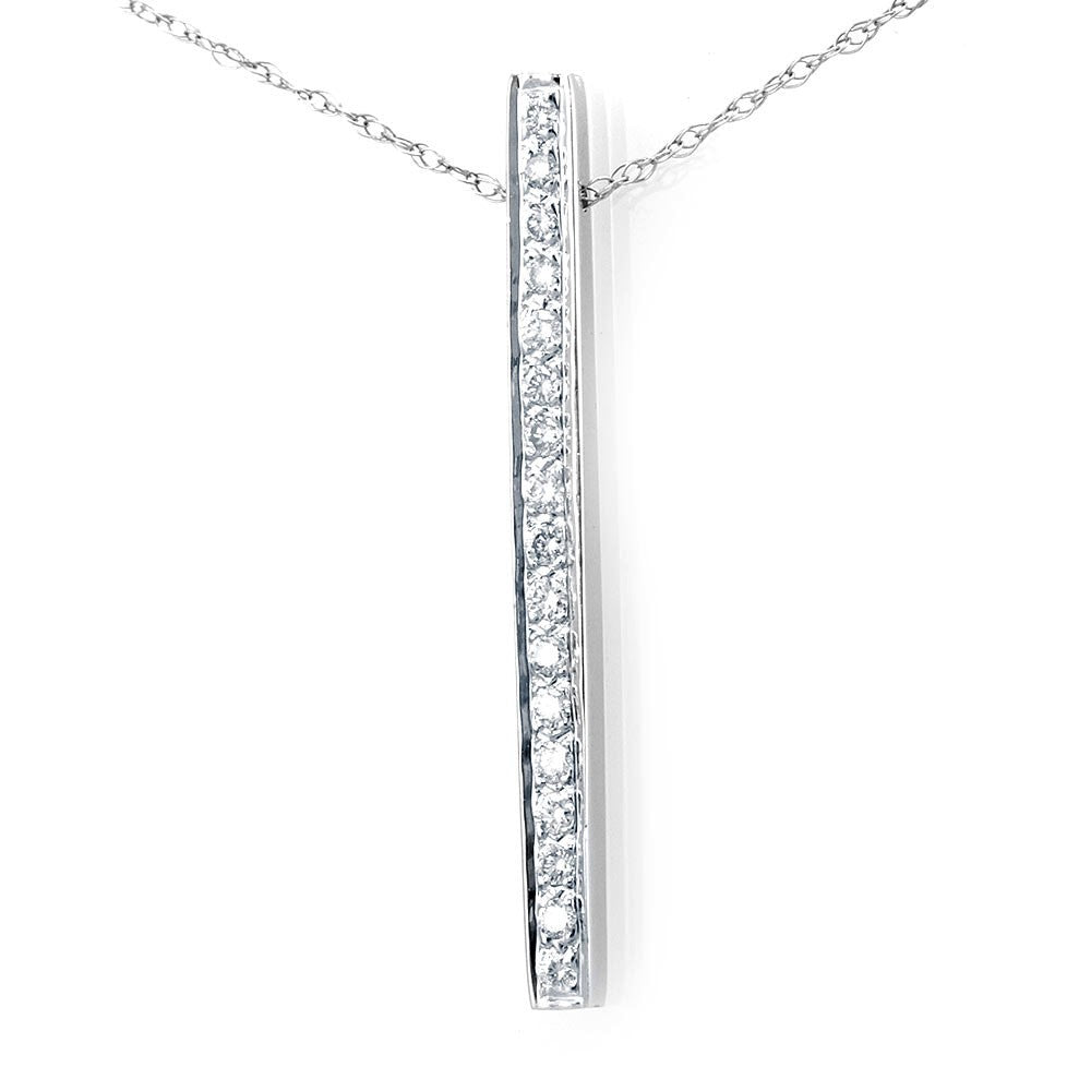 Stick Diamond Pendant in 14K White Gold