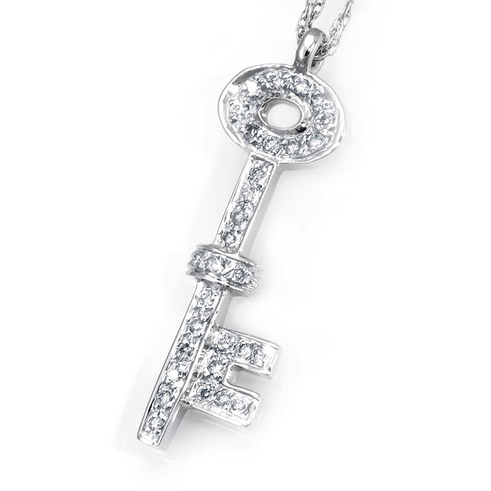 Diamond Key Pendant in 14K White Gold