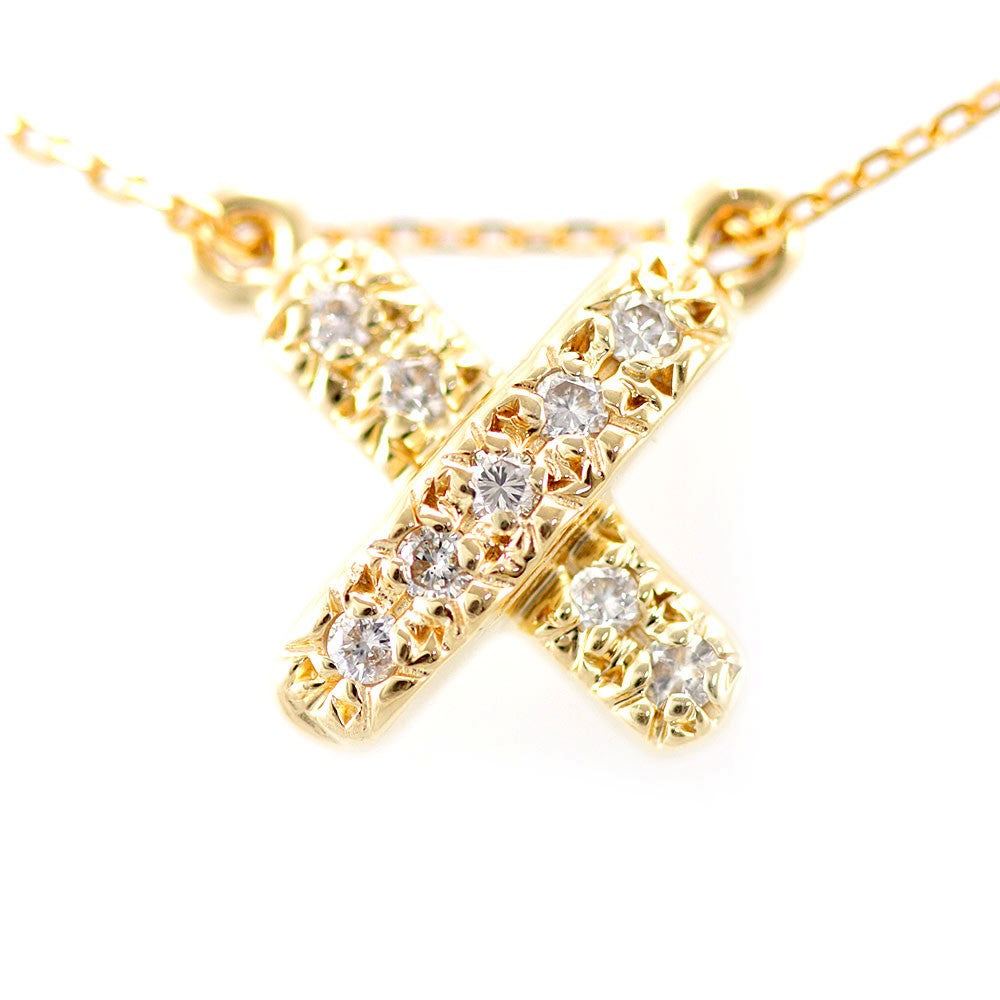 14K Yellow Gold Diamond X Pendant