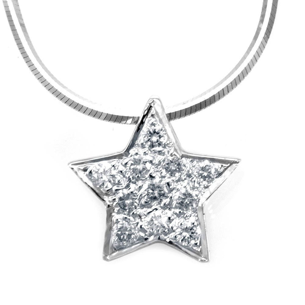 Star Diamond Pendant in 14K White Gold