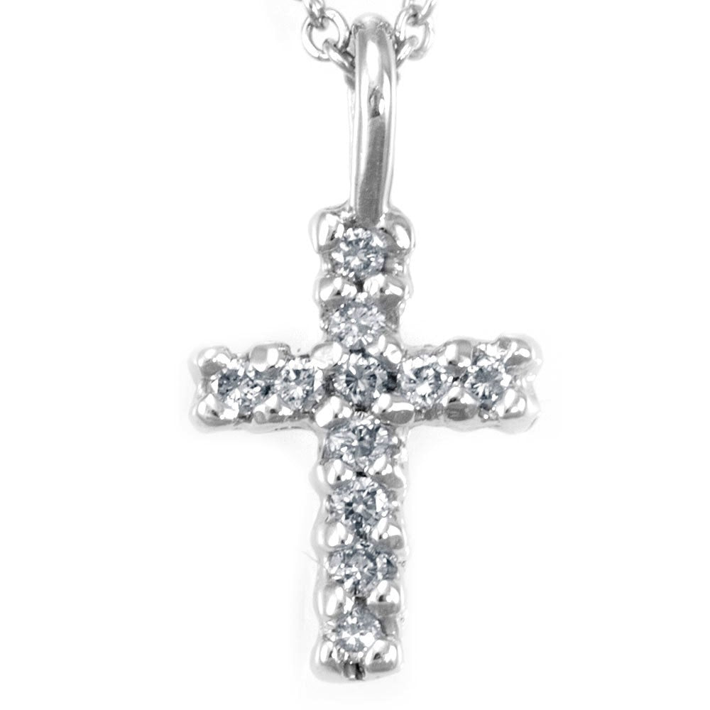 Diamond Cross Pendant in 14K White Gold