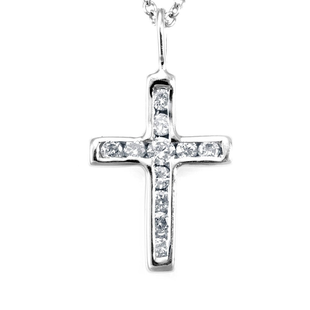 Cross Diamond Pendant in 14K White Gold