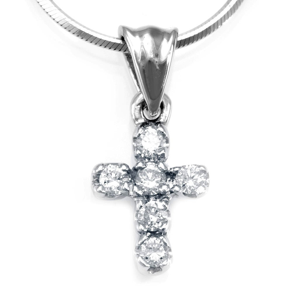 Cross Diamond Pendant in 14K White Gold