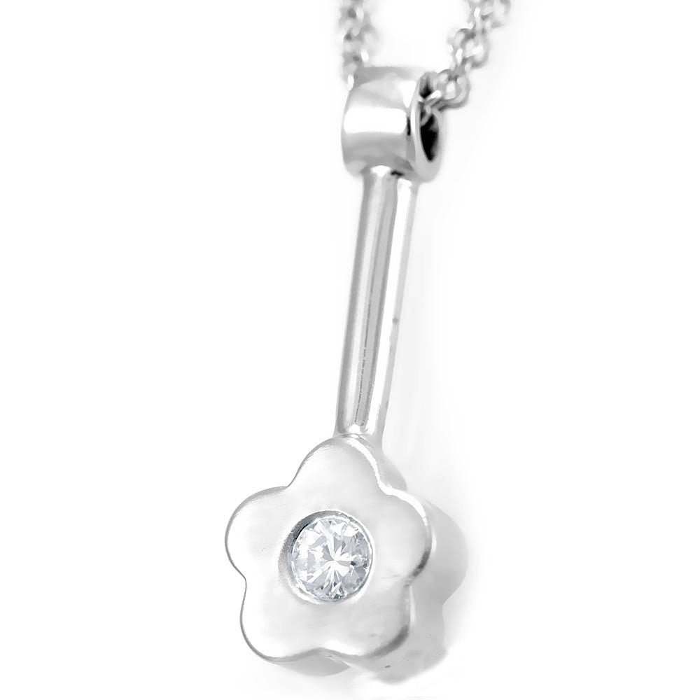 Clover Diamond Pendant in 14K White Gold