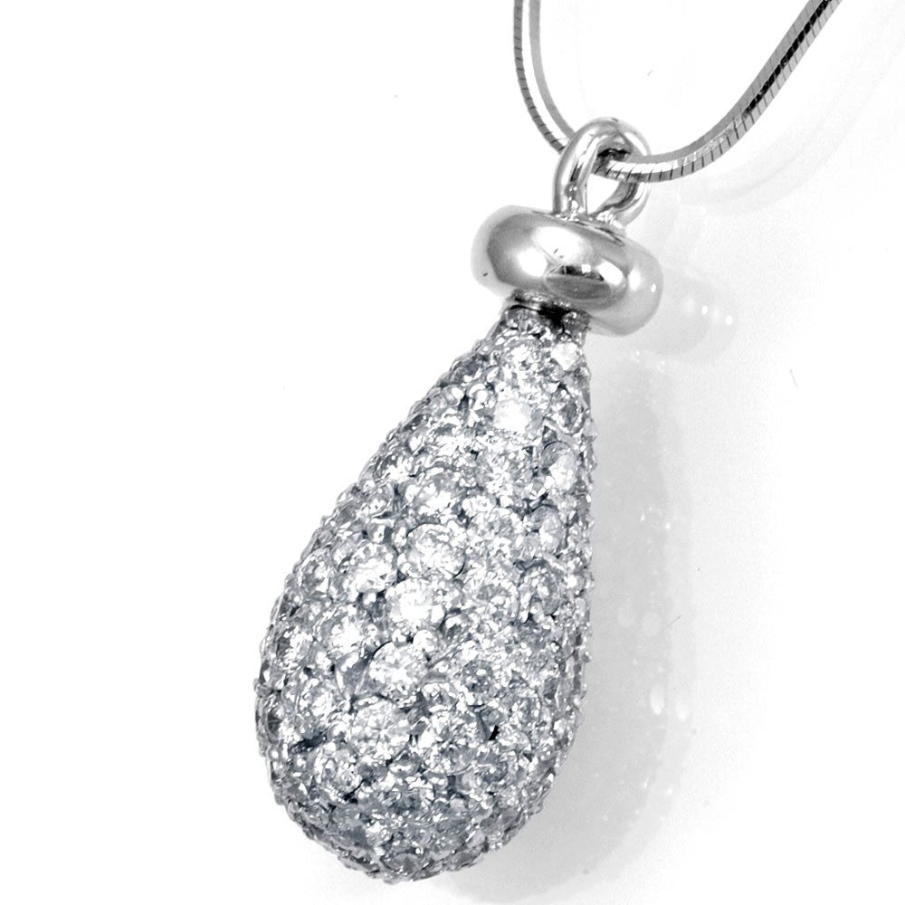 Teardrop Diamond Pendant With Chain in 14K White Gold