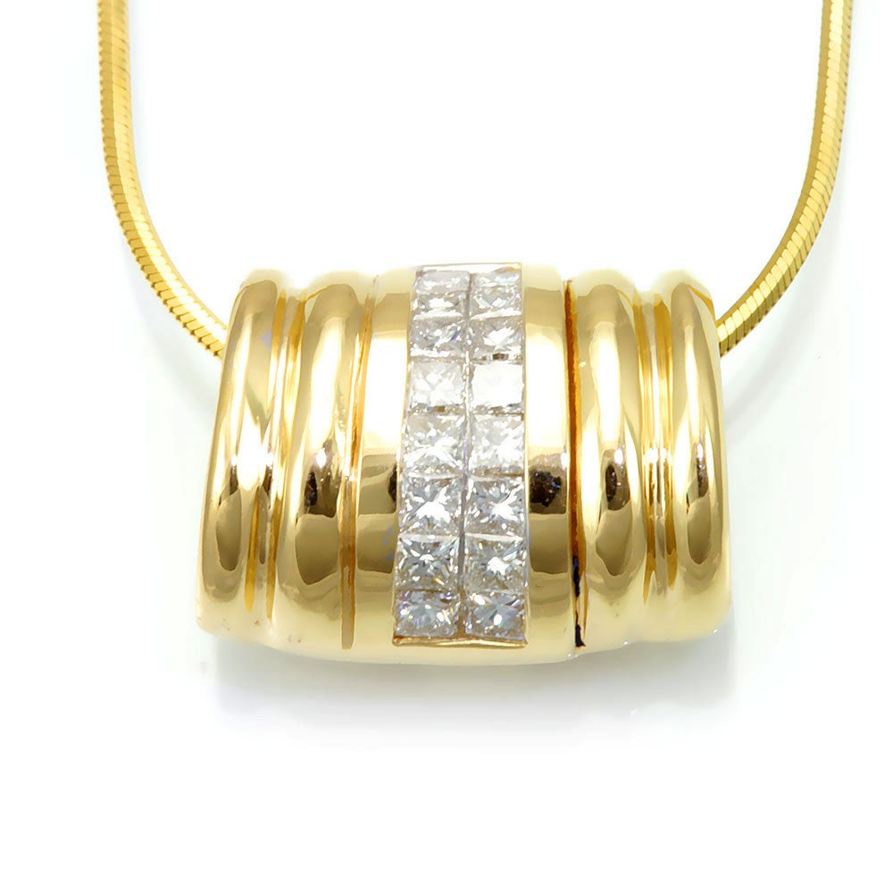 Barrel Diamond Slider Pendant in 14K Yellow Gold