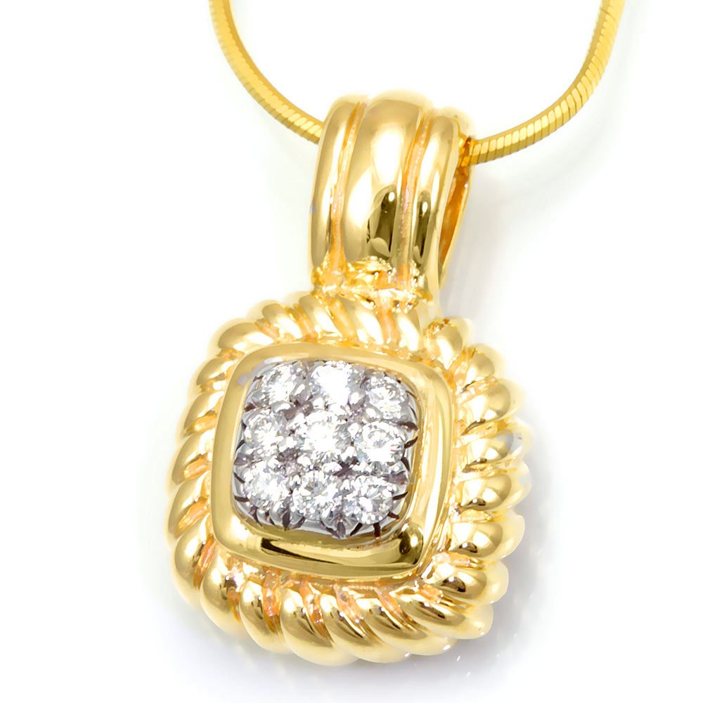 Square Diamond Pendant in 14K Yellow Gold